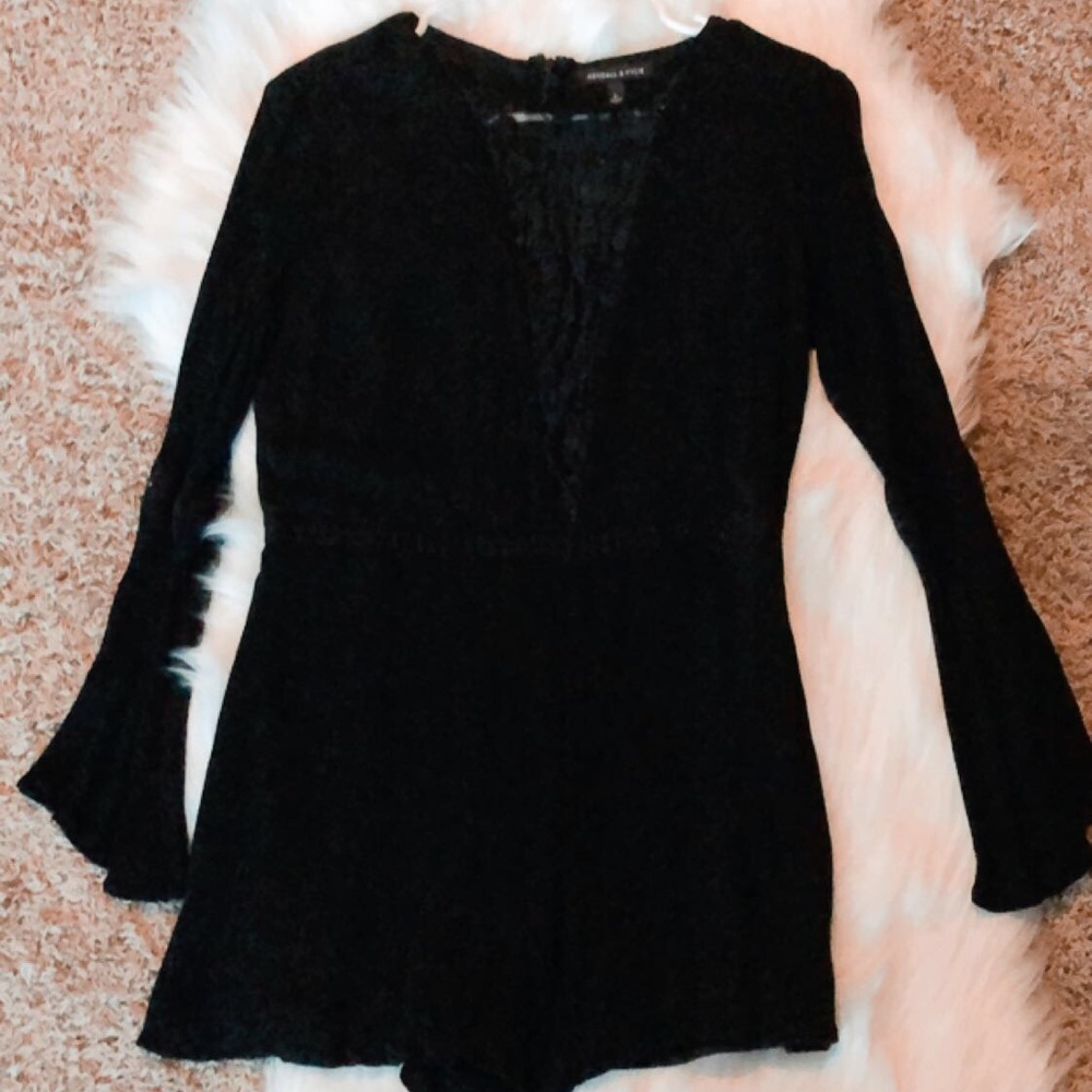 Black Long-Sleeved Romper